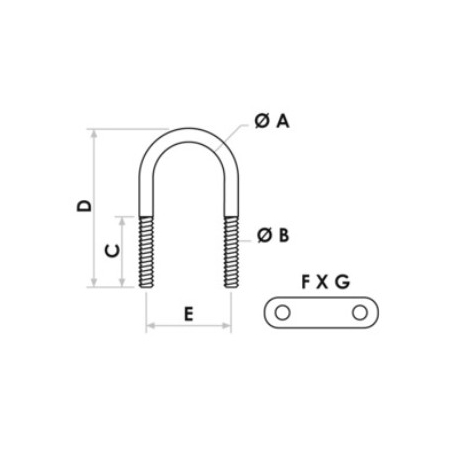 Ucho w kształcie U 80 mm, z podwójną płytką uszczelniającą 50x15 mm